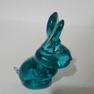Blue Glass Hand Blown Bunny